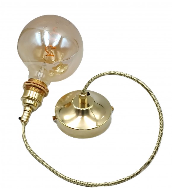 Brass Ceiling Rose With E27 Lamp Holder Set 100mm Ceiling Rose