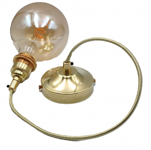 Brass Ceiling Rose With E27 Lamp Holder Set 100mm Ceiling Rose