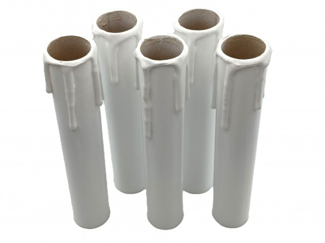 5 Candle Tubes white drip Card 150mm x 24mm 