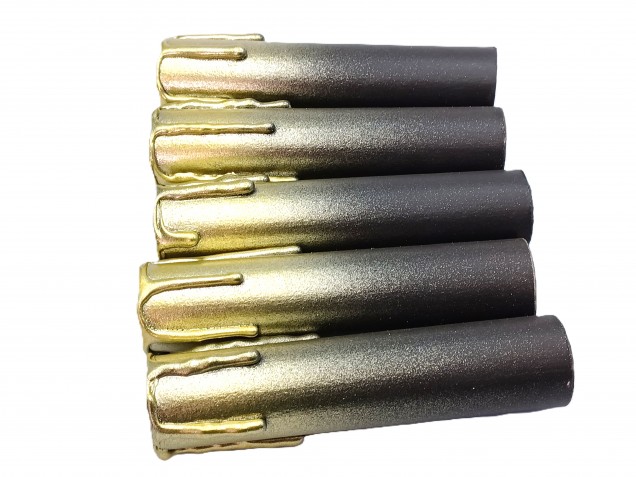 Chandelier Candle Tubes brown with gold drip Card 100mm x 24mm 5 pack 