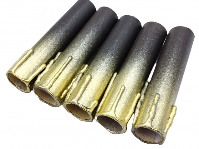 Chandelier Candle Tubes brown with gold drip Card 100mm x 24mm 5 pack 