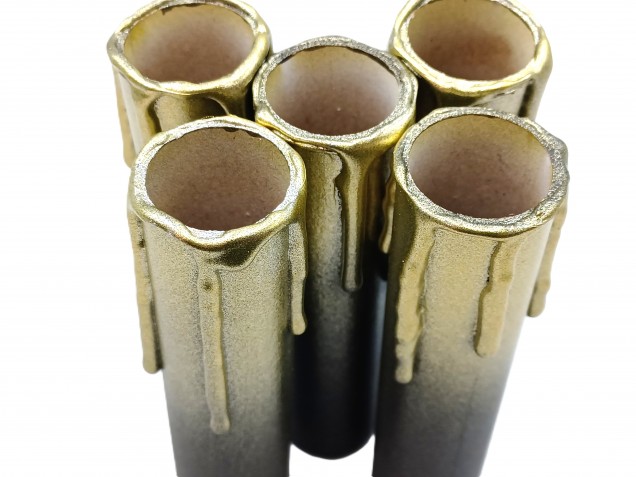 Chandelier Candle Tubes brown with gold drip Card 100mm x 24mm 5 pack 