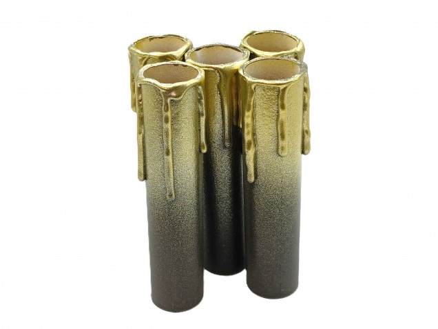 Chandelier Candle Tubes brown with gold drip Card 100mm x 24mm 5 pack 