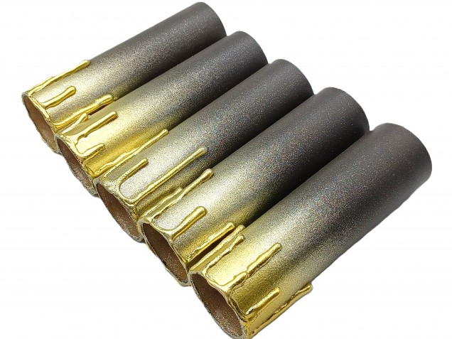 Chandelier Candle Tubes brown with gold drip Card 120mm x 32mm 5 pack 