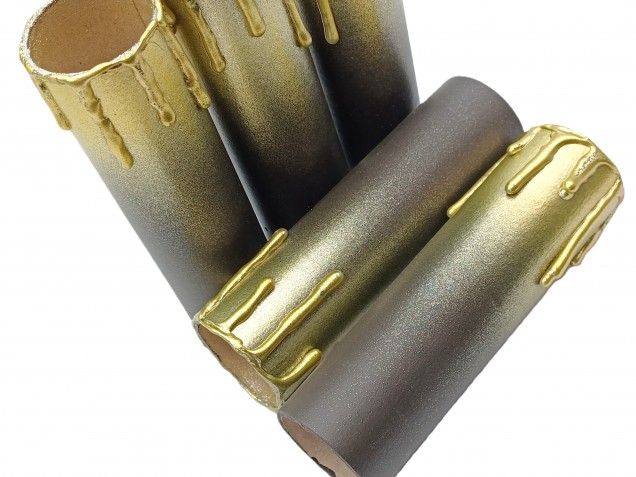 Chandelier Candle Tubes brown with gold drip Card 120mm x 32mm 5 pack 