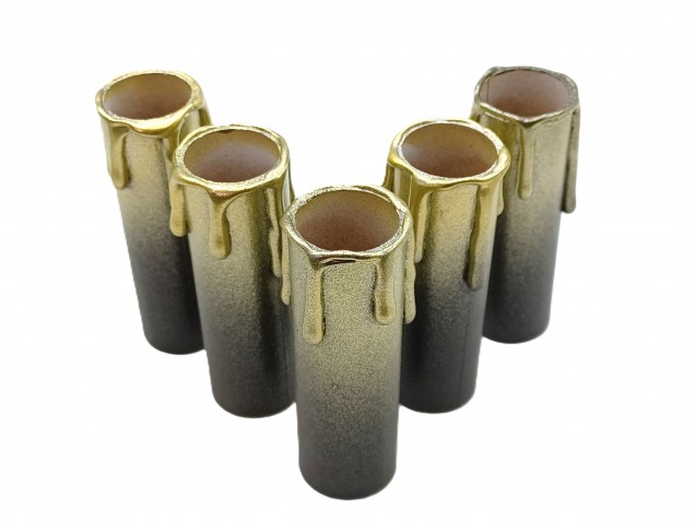 Chandelier Candle Tubes brown with gold drip Card 85mm x 24mm 5 pack  
