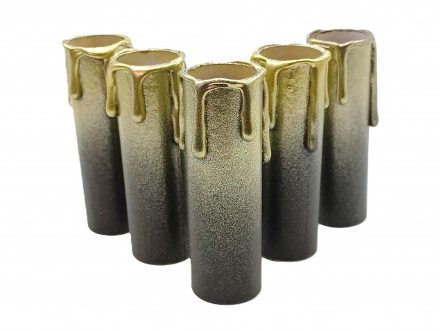 Chandelier Candle Tubes brown with gold drip Card 85mm x 24mm 5 pack  
