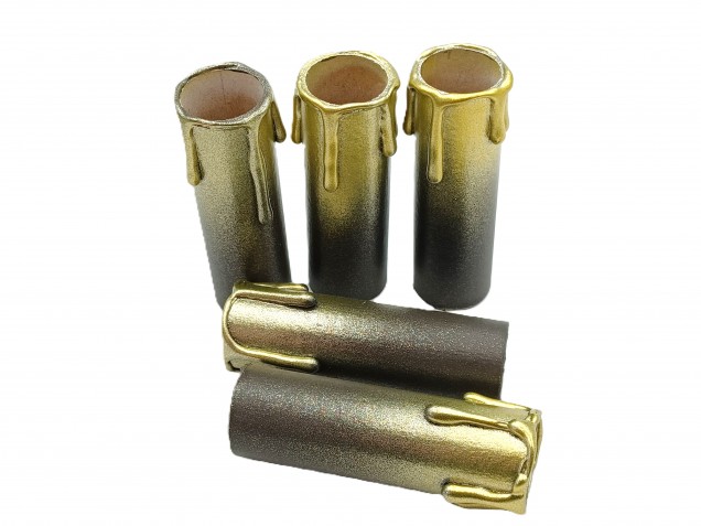 Chandelier Candle Tubes brown with gold drip Card 85mm x 24mm 5 pack  