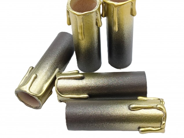 Chandelier Candle Tubes brown with gold drip Card 85mm x 24mm 5 pack  