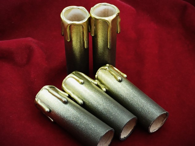 Chandelier Candle Tubes brown with gold drip Card 85mm x 24mm 5 pack  