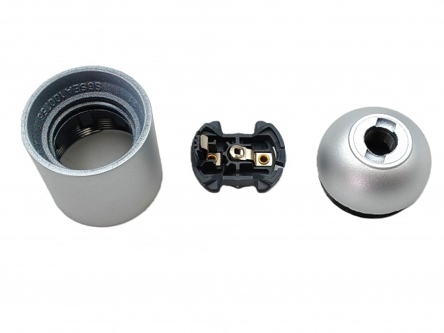 E27 Bakelite lamp holder plain skirt in silver