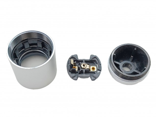 E27 Bakelite lamp holder plain skirt in silver