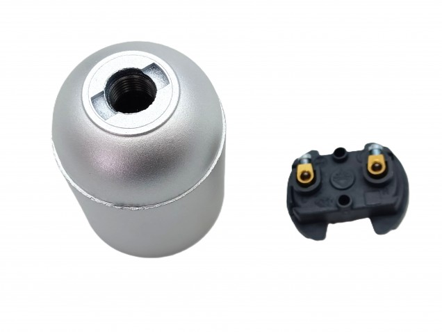 E27 Bakelite lamp holder plain skirt in silver