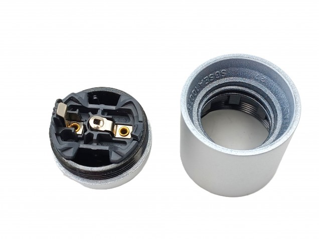 E27 Bakelite lamp holder plain skirt in silver