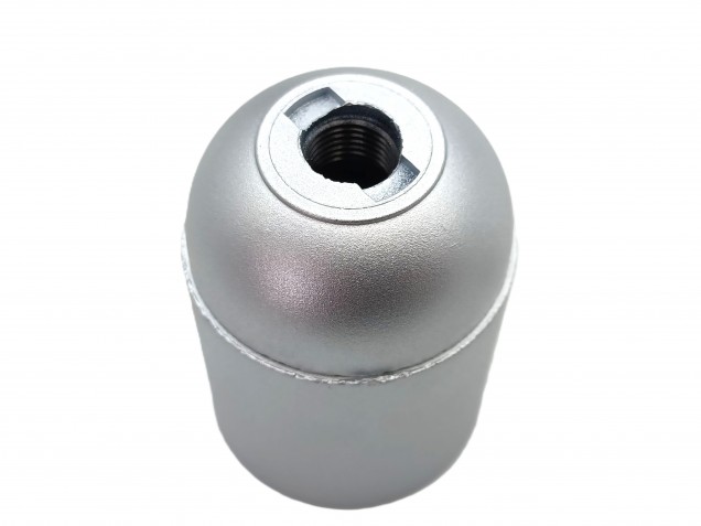 E27 Bakelite lamp holder plain skirt in silver