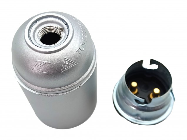 B22 BC Bakelite lamp holder plain skirt silver 10mm base thread 