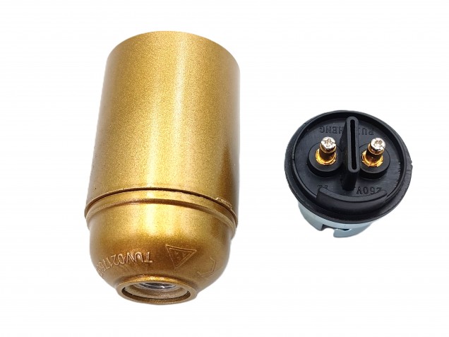 B22 BC Bakelite lamp holder plain skirt gold 10mm base thread  (COPY)