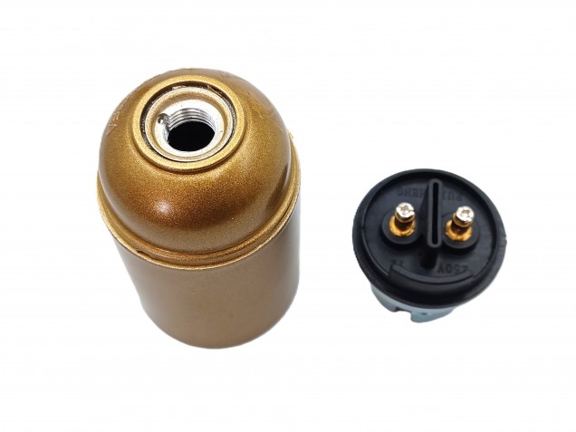 B22 BC Bakelite lamp holder plain skirt gold 10mm base thread  (COPY)