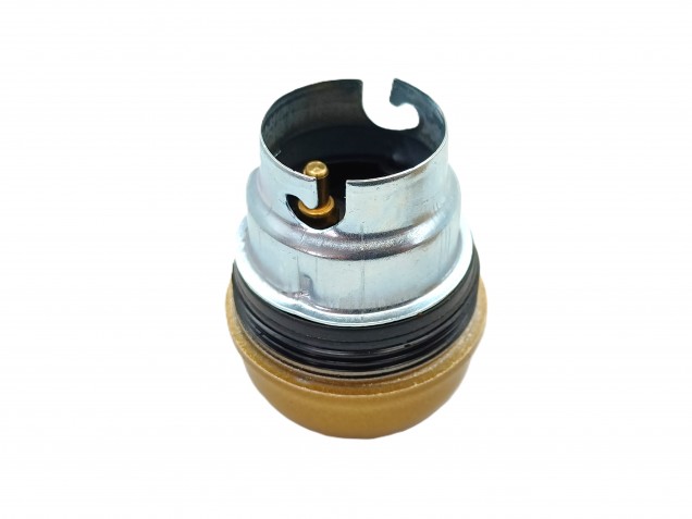 B22 BC Bakelite lamp holder threaded skirt gold