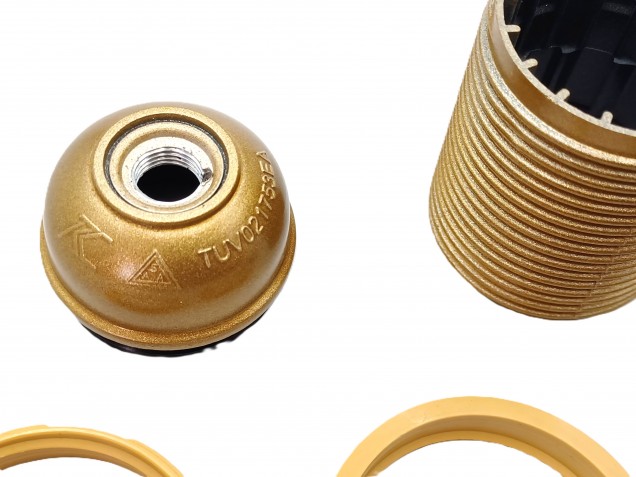 B22 BC Bakelite lamp holder threaded skirt gold