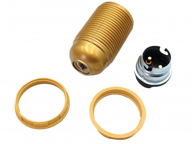 B22 BC Bakelite lamp holder threaded skirt gold