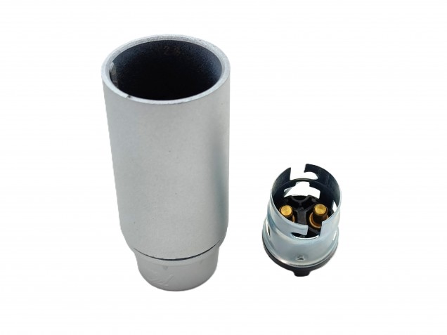 Bakelite B15 SBC lamp holder silver plain skirt M10 base 