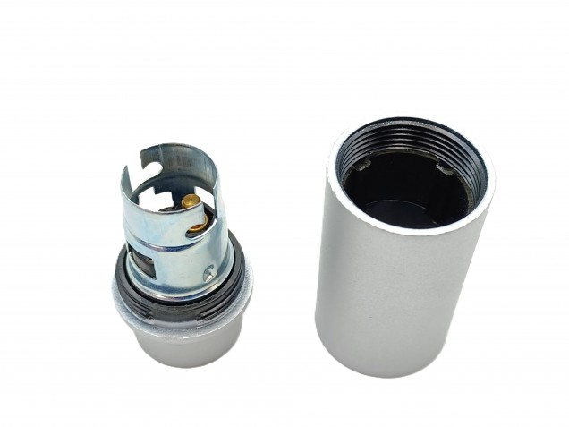 Bakelite B15 SBC lamp holder silver plain skirt M10 base 