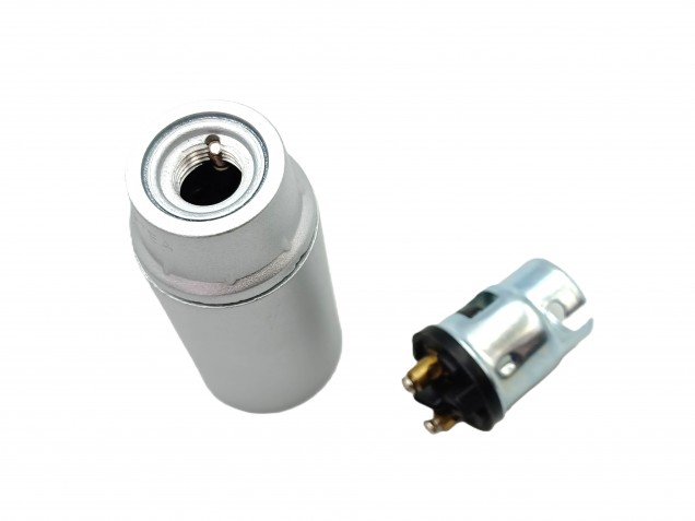 Bakelite B15 SBC lamp holder silver plain skirt M10 base 