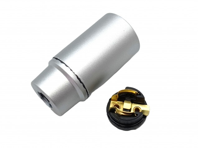 E14 SES Bakelite Lamp Holder Plain Skirt silver