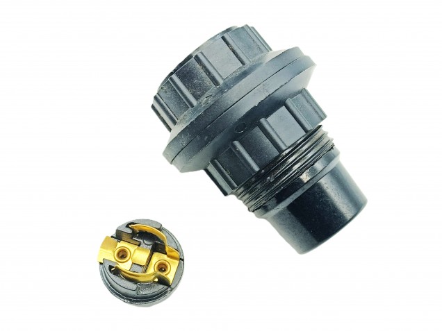 E14 Bakelite lamp holder threaded skirt and chunky shade rings black