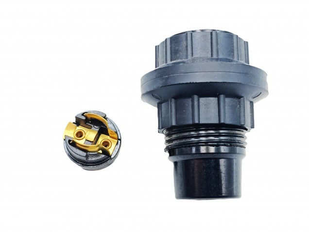 E14 Bakelite lamp holder threaded skirt and chunky shade rings black