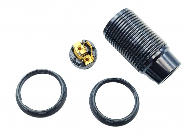 E14 Bakelite lamp holder threaded skirt and shade rings black 