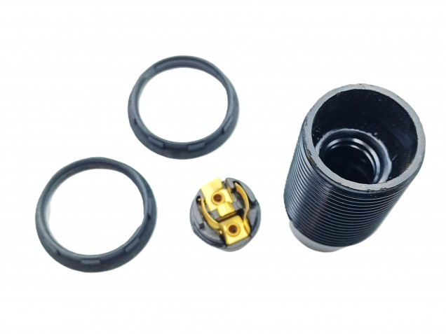 E14 Bakelite lamp holder threaded skirt and shade rings black 