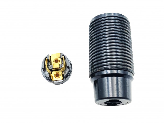 E14 Bakelite lamp holder threaded skirt and shade rings black 