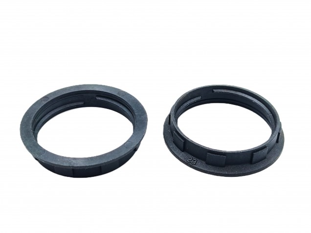 E14 Bakelite lamp holder threaded skirt and shade rings black 