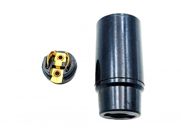 E14 bulb-lamp holder 3 part plain skirt black plastic