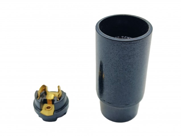 E14 bulb-lamp holder 3 part plain skirt black plastic