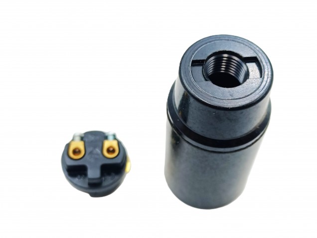 E14 bulb-lamp holder 3 part plain skirt black plastic