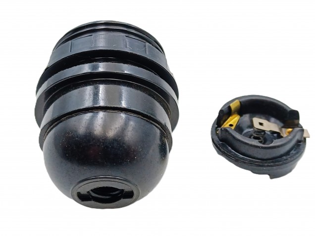 3 PART E26 ES LAMP HOLDER IN BLACK HALF THREADED SKIRT