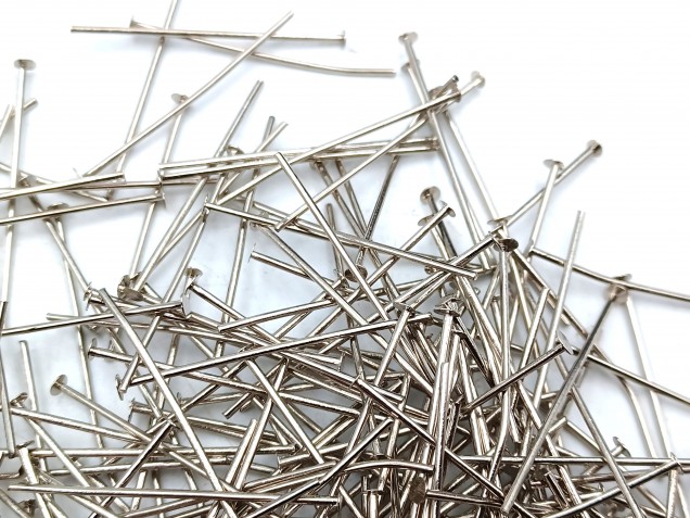 100 Nickel pins 40mm x 0.8mm with 2mm pin head