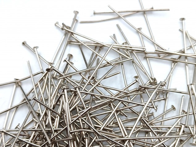 100 Nickel pins 40mm x 0.8mm with 2mm pin head