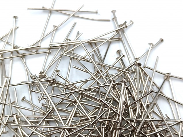 100 Nickel pins 40mm x 0.8mm with 2mm pin head