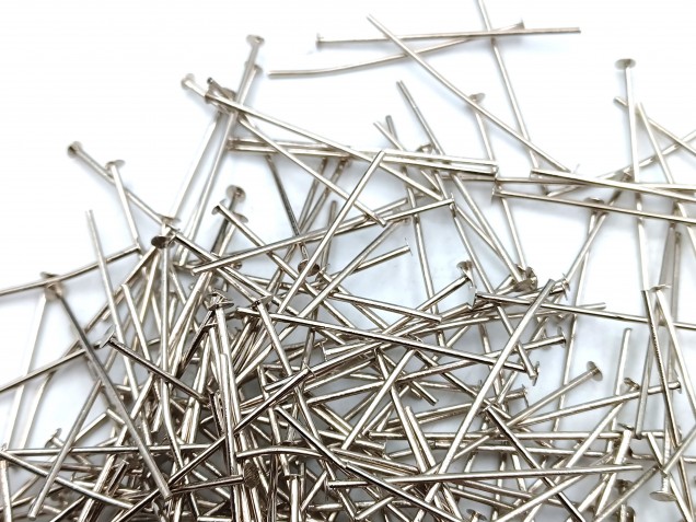 100 Nickel pins 40mm x 0.8mm with 2mm pin head