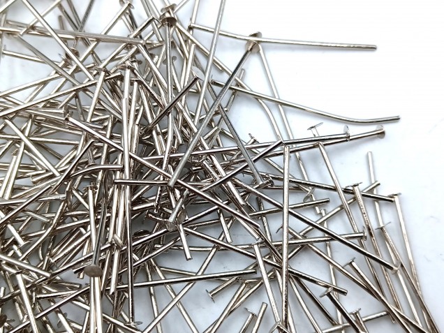 100 Nickel pins 40mm x 0.8mm with 2mm pin head