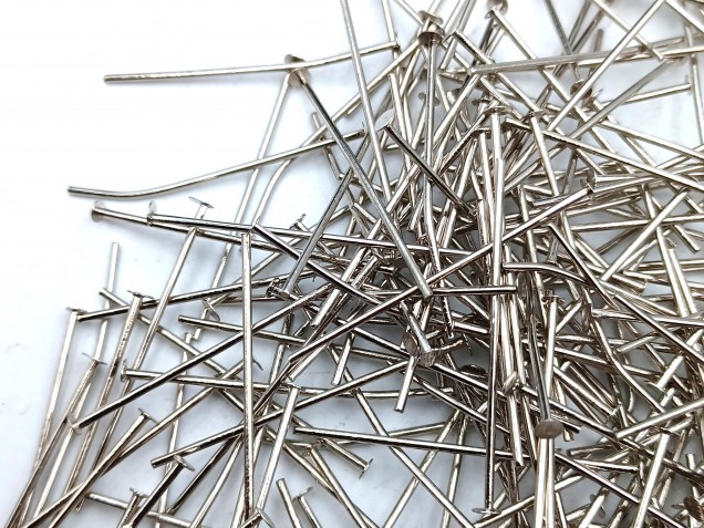 100 Nickel pins 40mm x 0.8mm with 2mm pin head