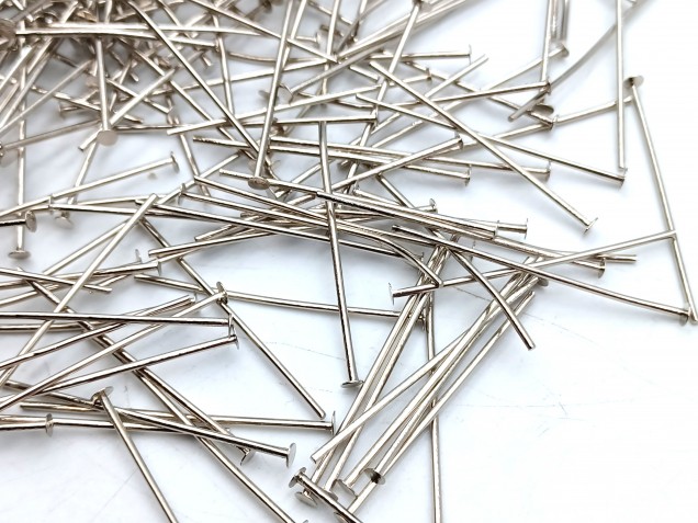 100 Nickel pins 40mm x 0.8mm with 2mm pin head