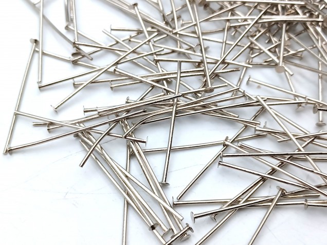 100 Nickel pins 40mm x 0.8mm with 2mm pin head