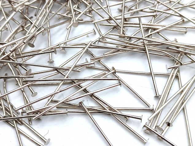 100 Nickel pins 30mm x 0.8mm with 2mm pin head