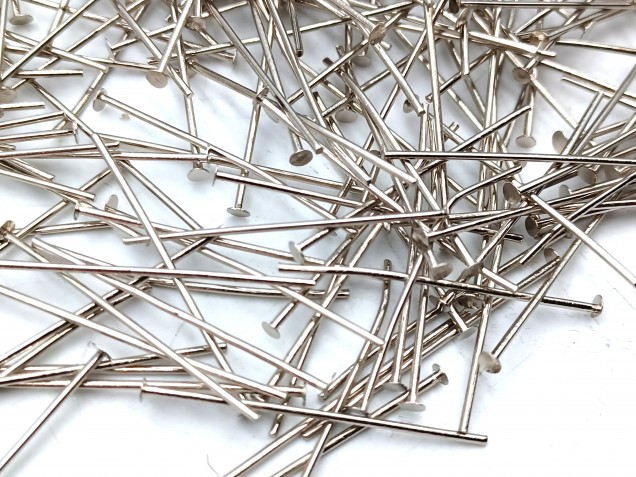 100 Nickel pins 30mm x 0.8mm with 2mm pin head