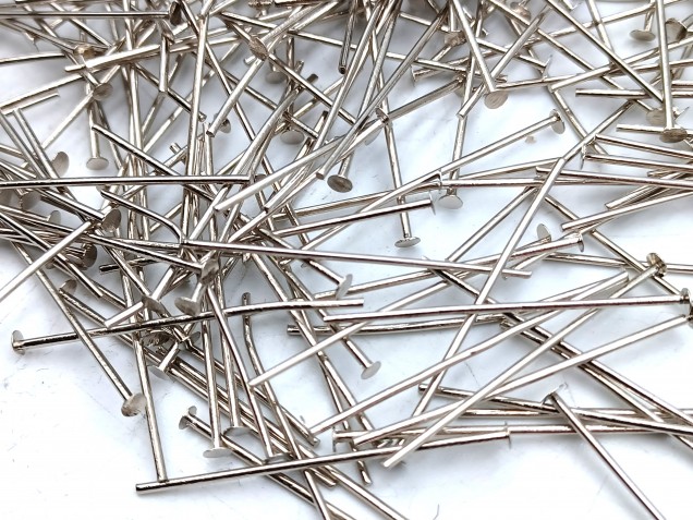 100 Nickel pins 30mm x 0.8mm with 2mm pin head